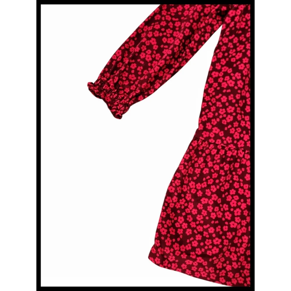 Baby GAP Red Corduroy Floral Print Dress Lined L/S Red Floral 5 Years Toddler